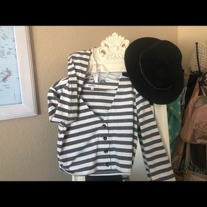 Grey Striped Crop Tops